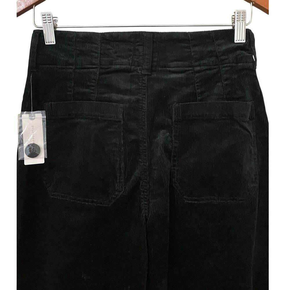 Maeve Anthropologie The Colette Pant US 27 Wide Leg Crop Black Corduroy NEW - Picture 8 of 15